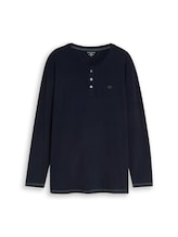 Sélectionné, Plus Size - T-shirt Henley à manches longues en coton par Tom Tailor, bleu