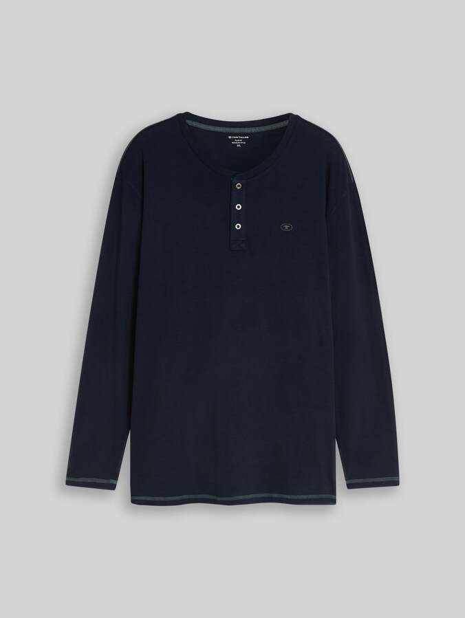 Plus Size - Henley-shirt met lange mouwen van katoen door Men Plus Size, sky captain blue