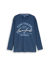 Niet geselecteerd, Plus Size - T-shirt met lange mouwen en logoprint door Tom Tailor, blauw