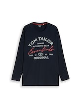 Niet geselecteerd, Plus Size - T-shirt met lange mouwen en logoprint door Tom Tailor, blauw
