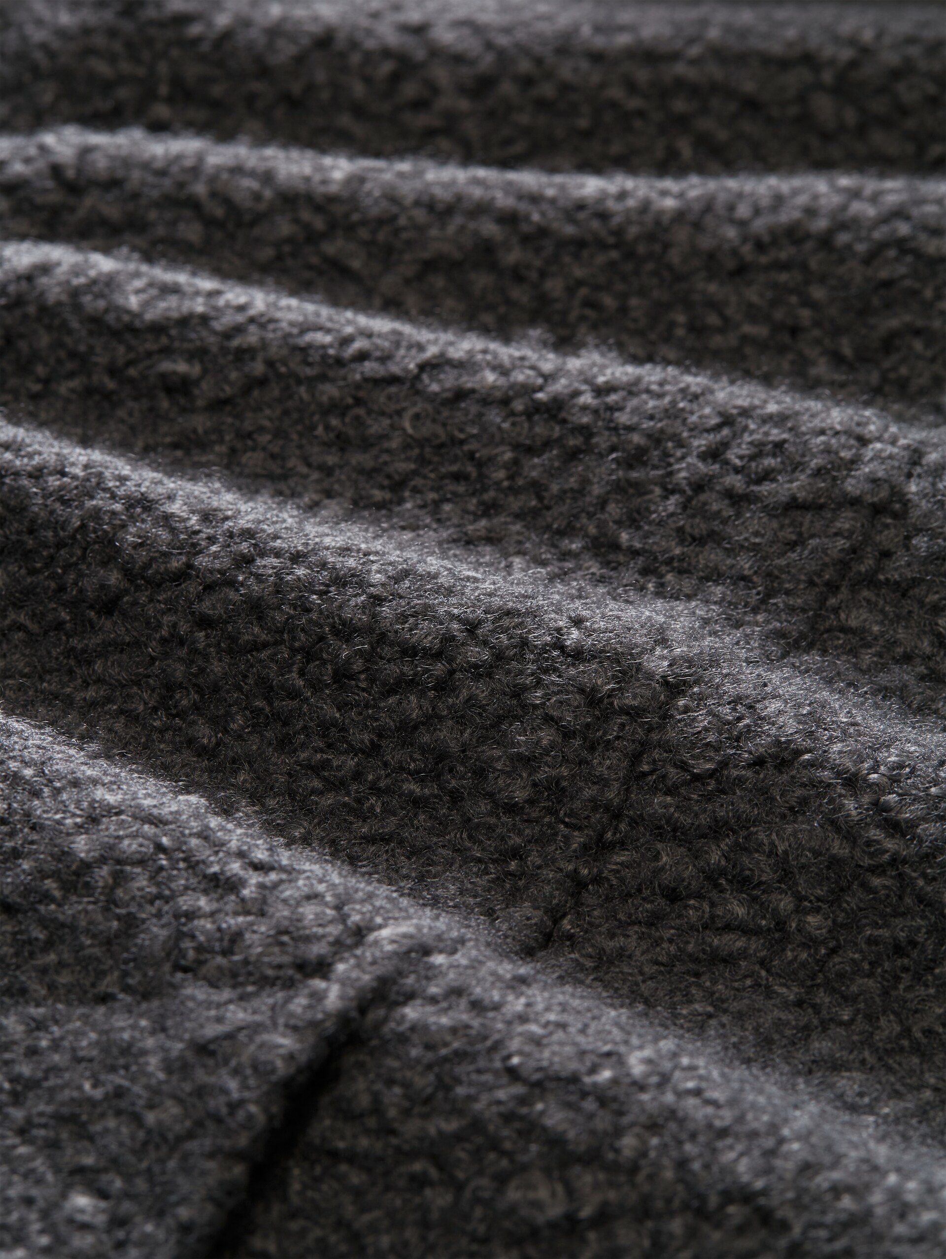 Bouclé Mantel mit Stehkragen - Black Grey Melange - Produkt-Detail-Ansicht
