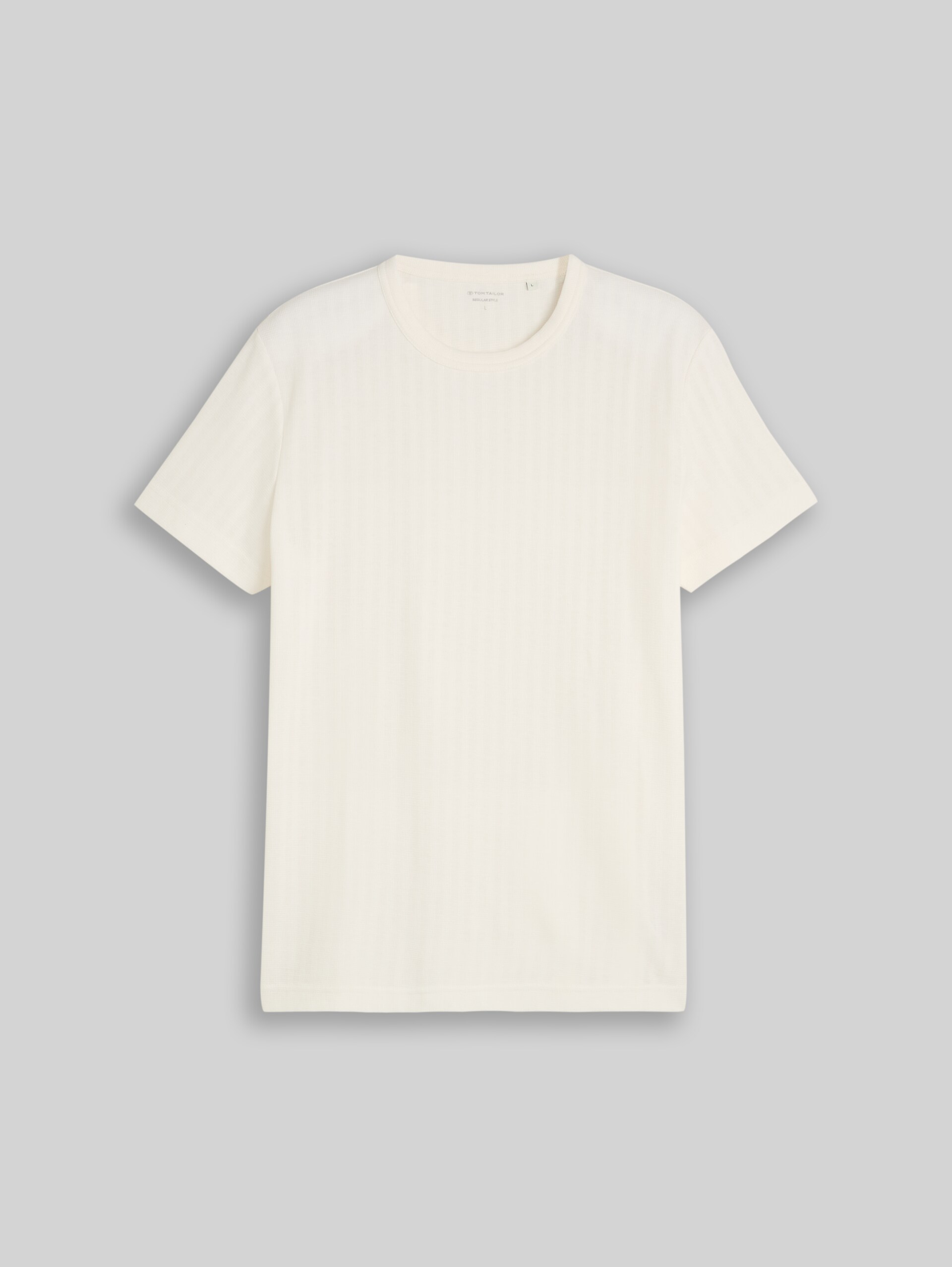 T-shirt met wafelstructuur - Gardenia White - Product vooraanzicht