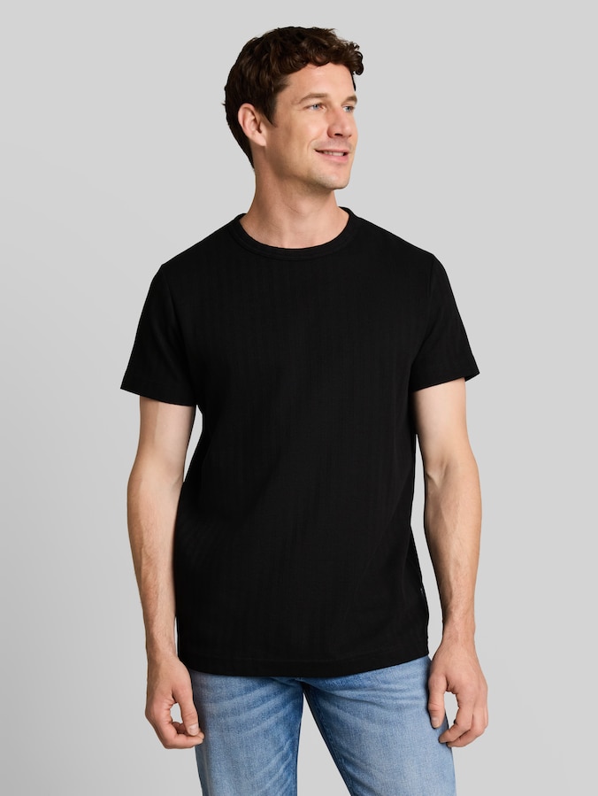T-Shirt mit Waffelstruktur von Men, Black