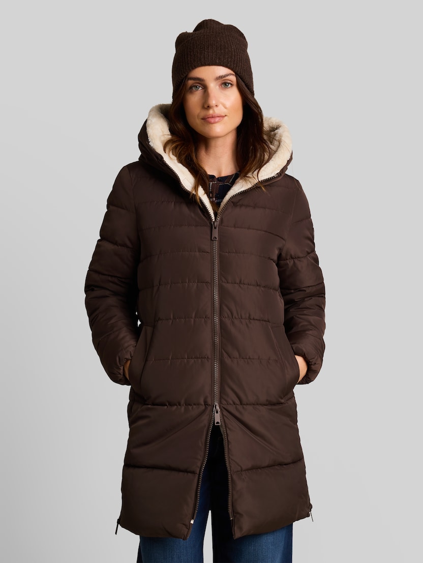 Puffer coat made from water-repellent fabric by Women, java dark brown