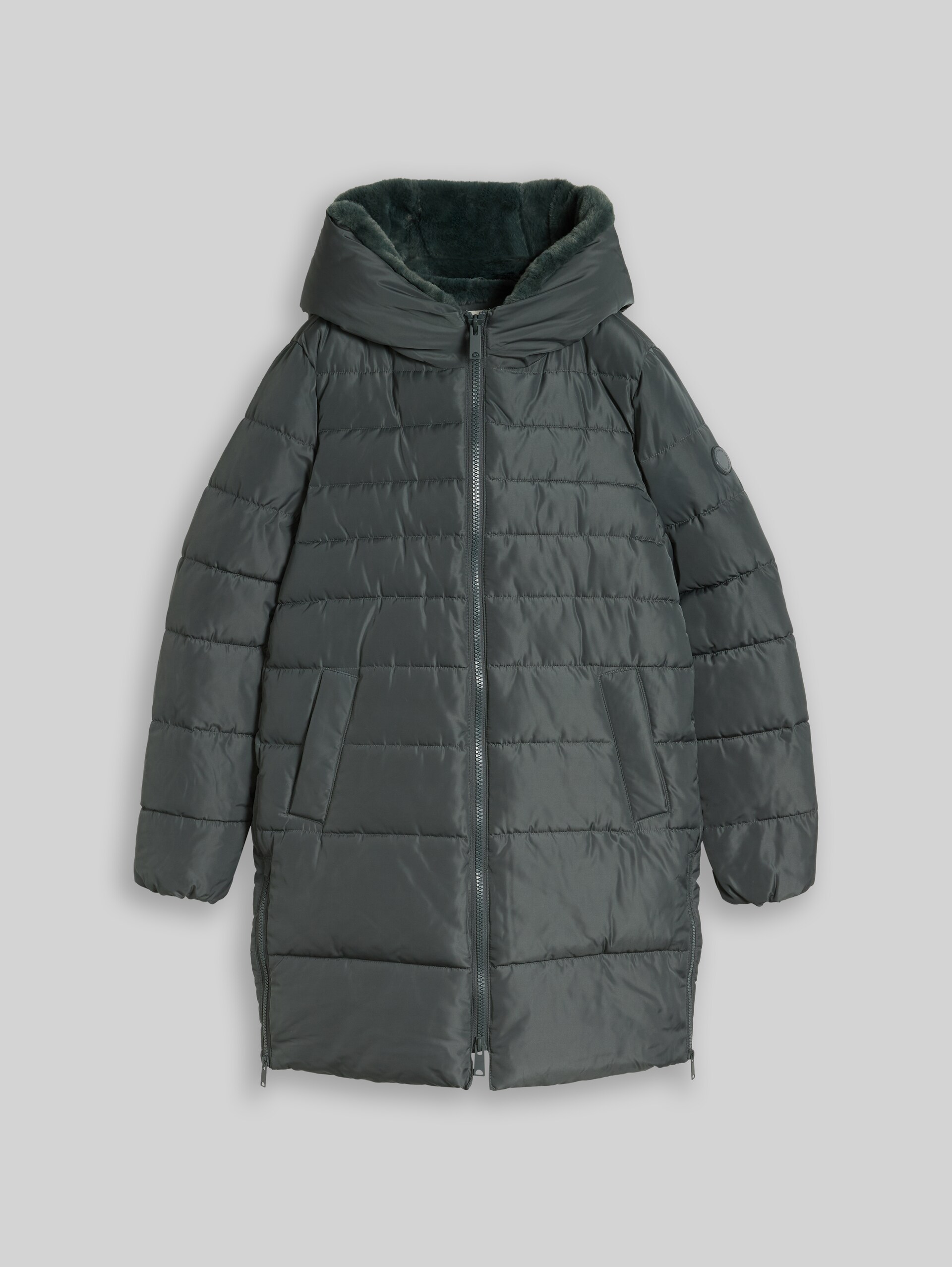 Puffer-Mantel aus wasserabweisendem Material - Darkest Olive - Vorder-Produkt-Ansicht