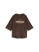 Niet geselecteerd, T-shirt met boxy pasvorm en print door Tom Tailor, bruin