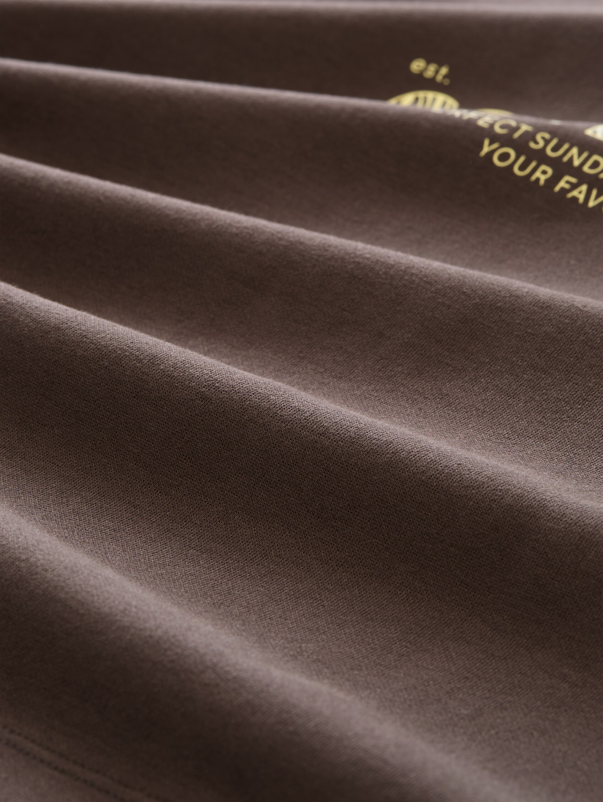 T-shirt met boxy pasvorm en print - cool dark brown - Materiaalweergave