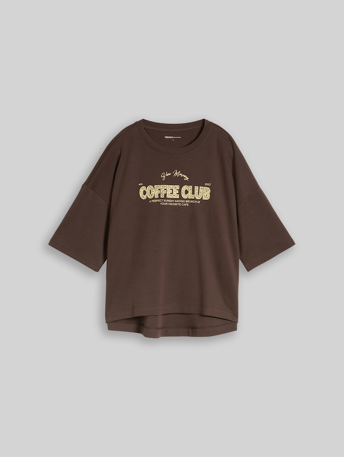 Boxy Fit T-Shirt mit Print von Denim Female, cool dark brown