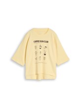 Geselecteerd, T-shirt met boxy pasvorm en print door Tom Tailor, geel