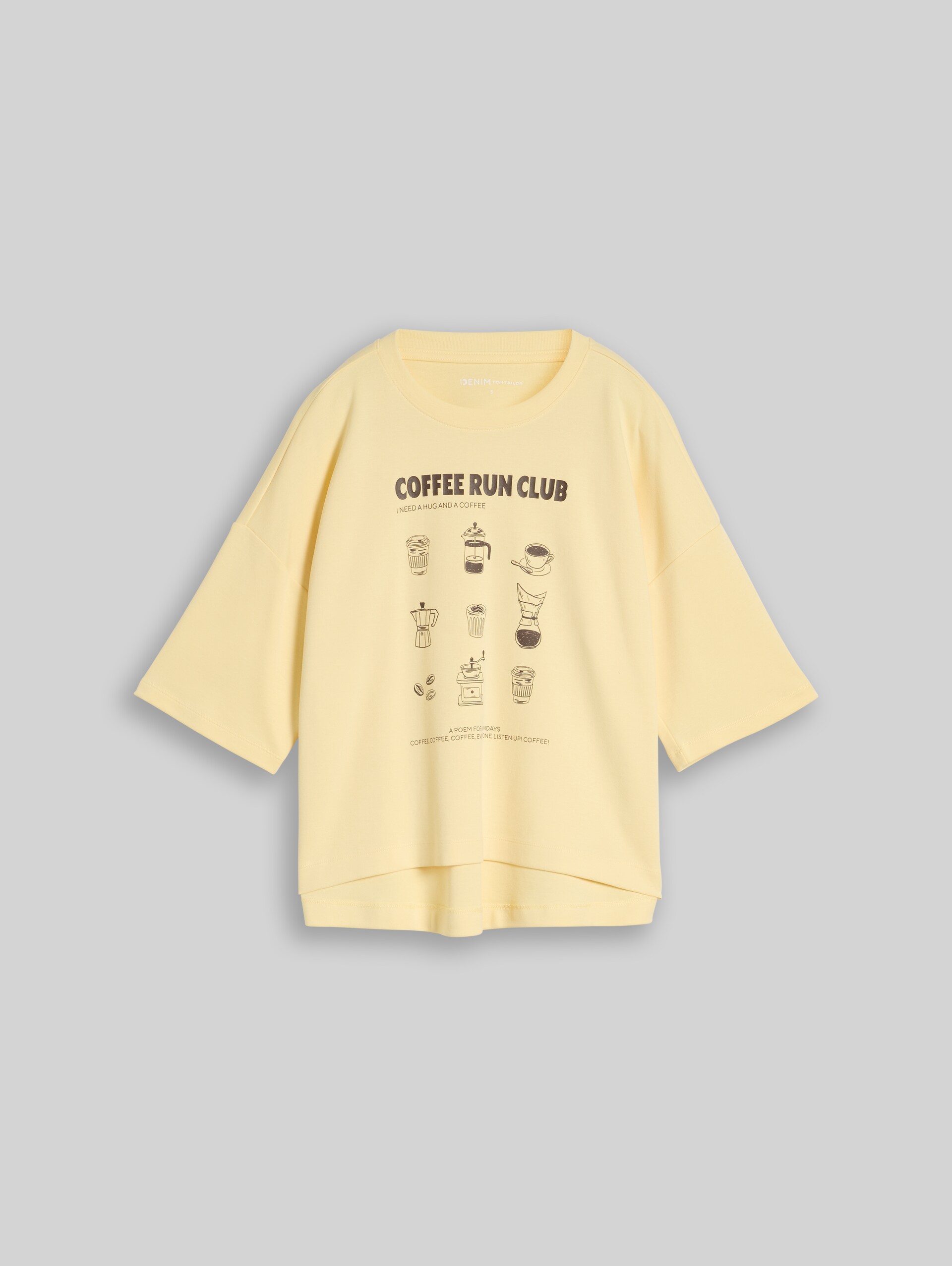 T-shirt met boxy pasvorm en print - soft vanilla yellow - Product vooraanzicht