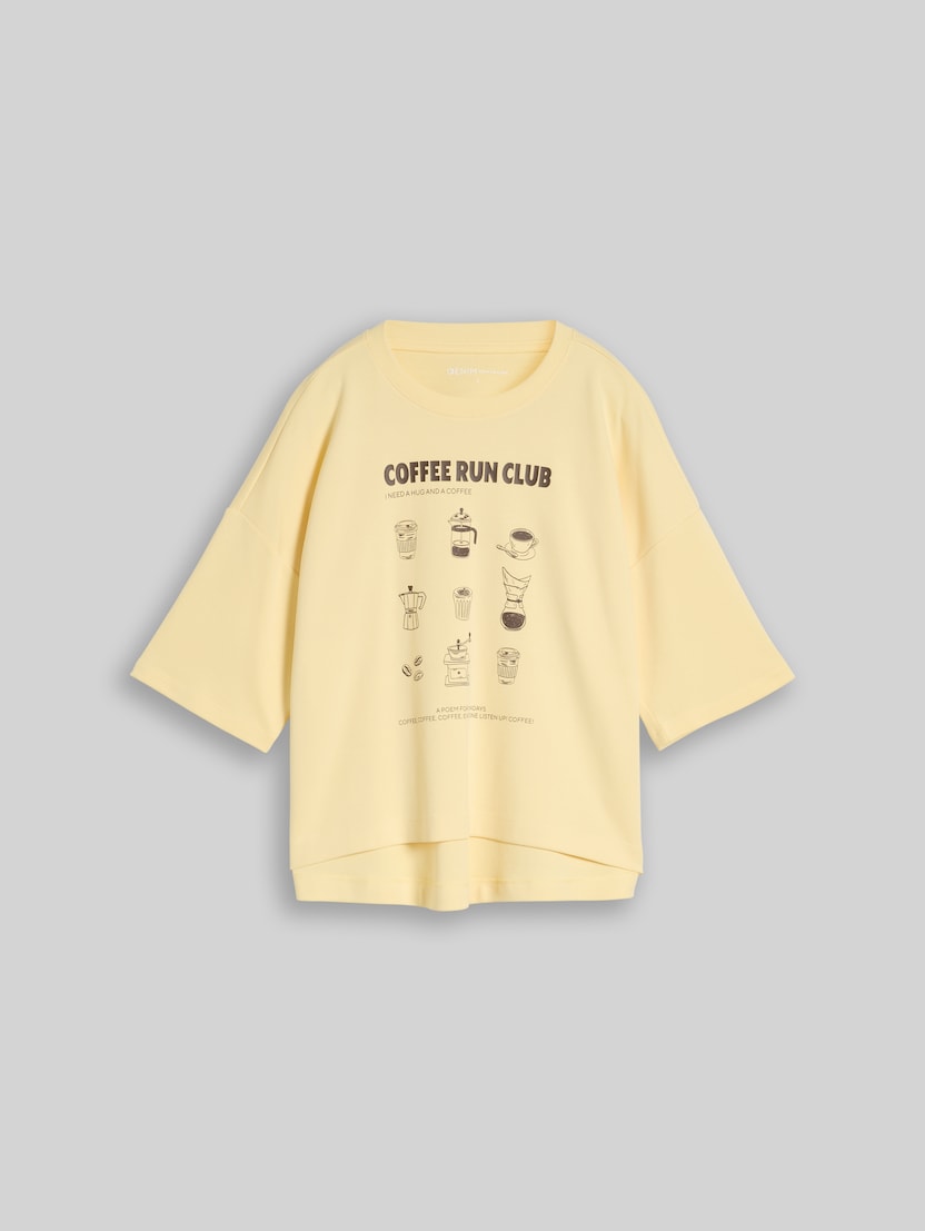Boxy-fit T-shirt with print by Denim Female, soft vanilla yellow