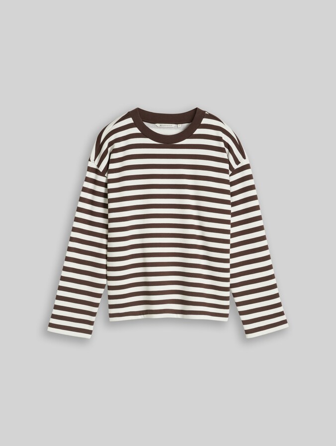 Sweatshirt met streepmotief door Denim Female, brown white stripe