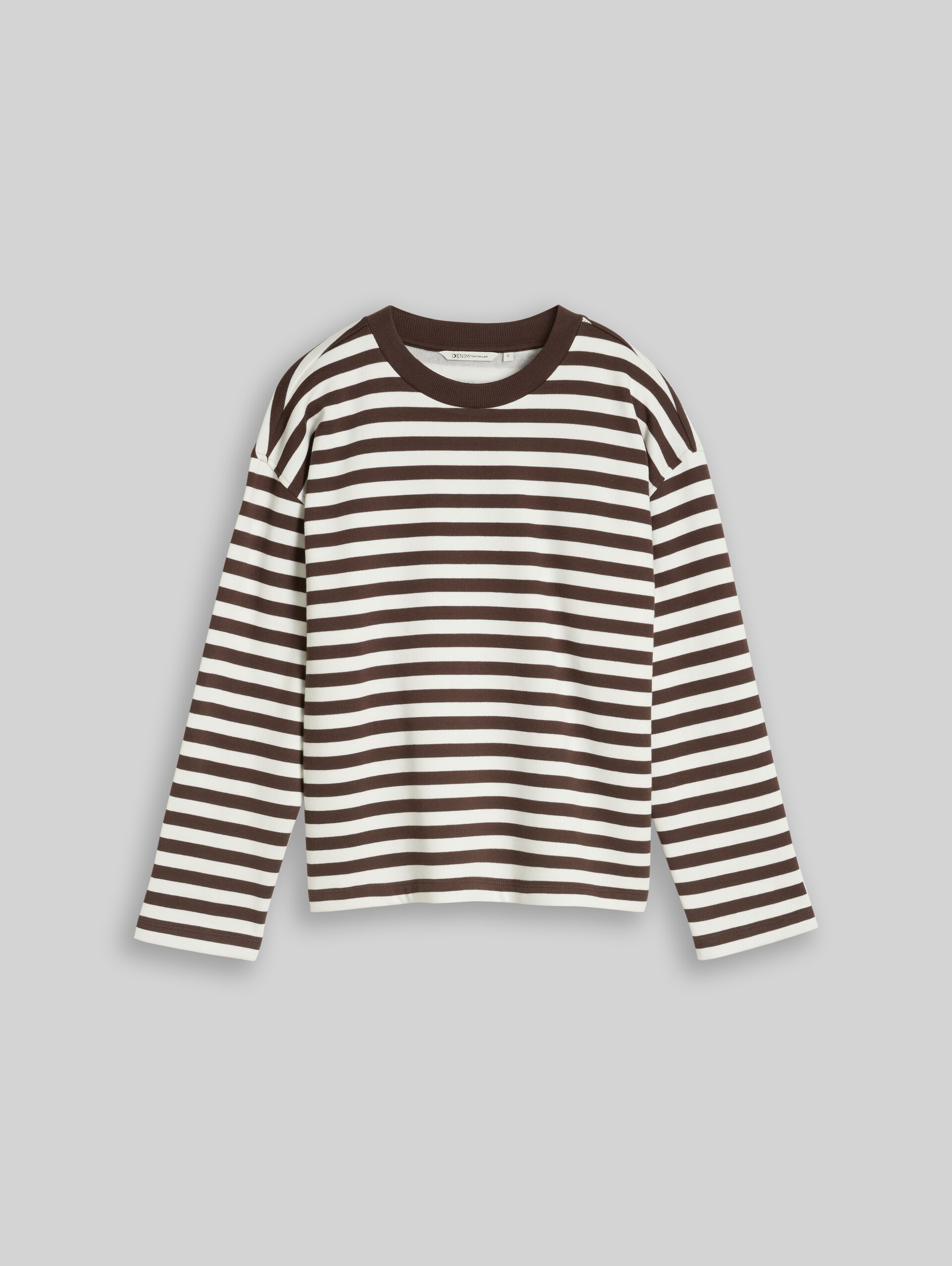 Sweatshirt met streepmotief - brown white stripe - Product vooraanzicht