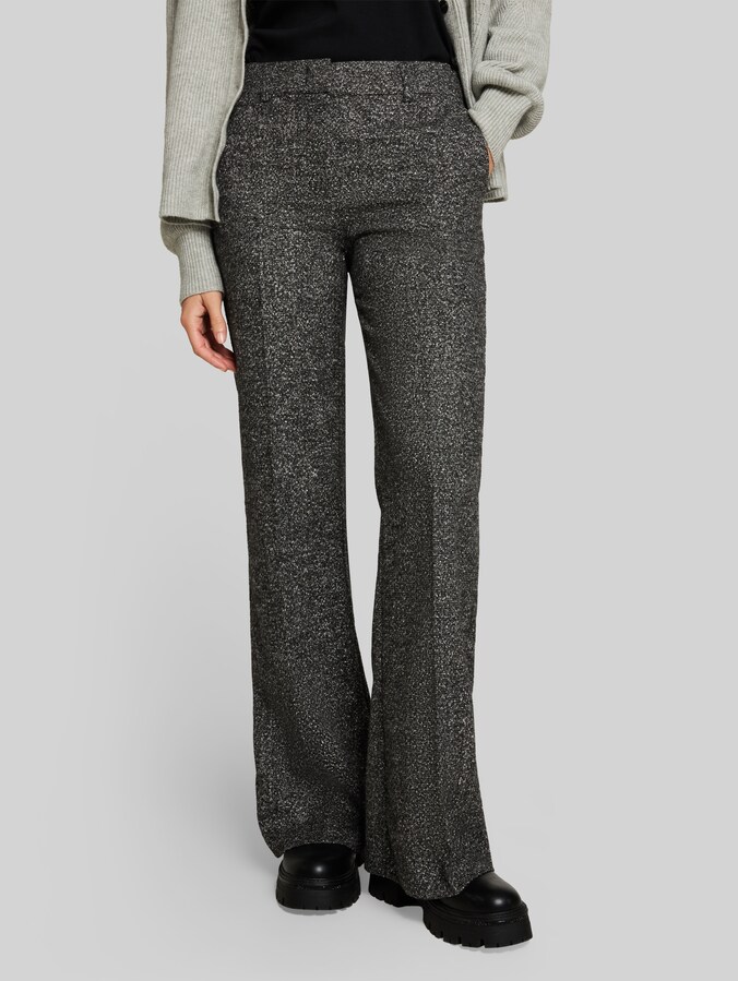 Flared broek in gemêleerde look door Women, whisper white black melange