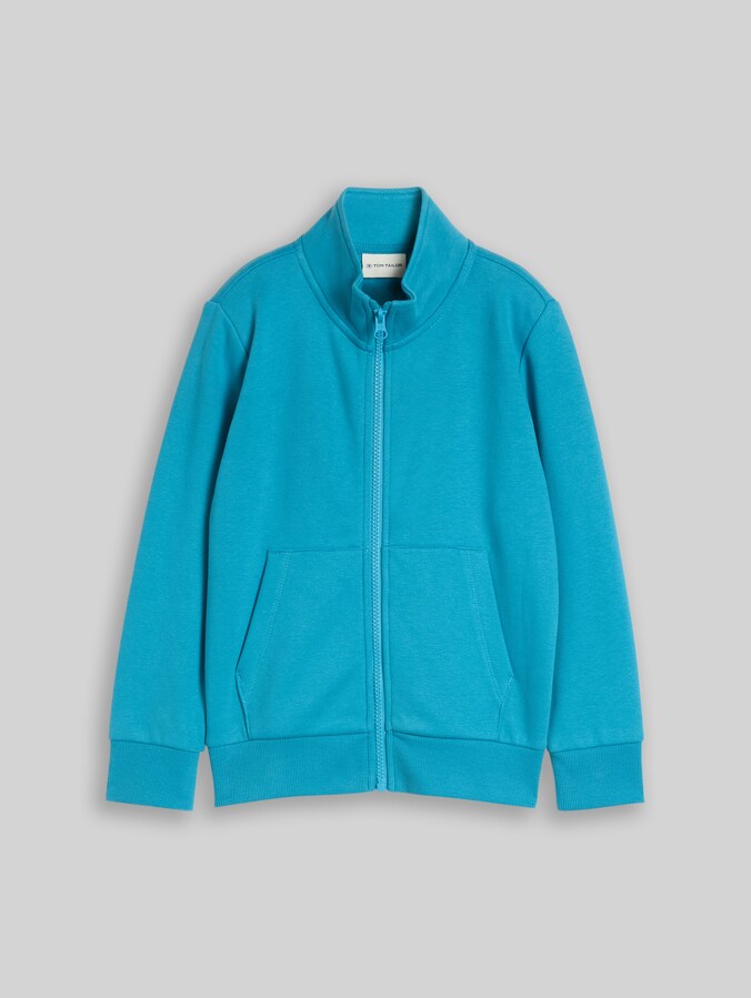 Sweat jacket with stand-up collar by Mini Boys, Bay Blue