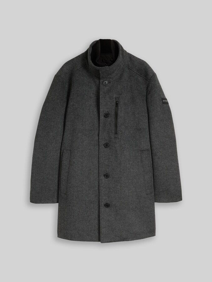 Plus Size - 2-in-1 Wollmantel mit abnehmbarem Einsatz von Men Plus Size, dark grey black herringbone