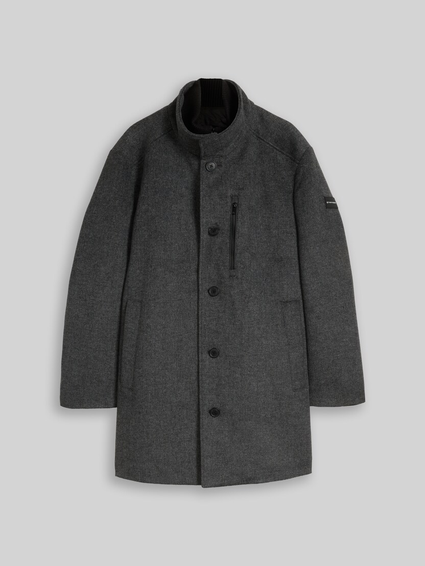 Plus Size - Manteau en laine 2 en 1 avec empiècement amovible par Men Plus Size, dark grey black herringbone