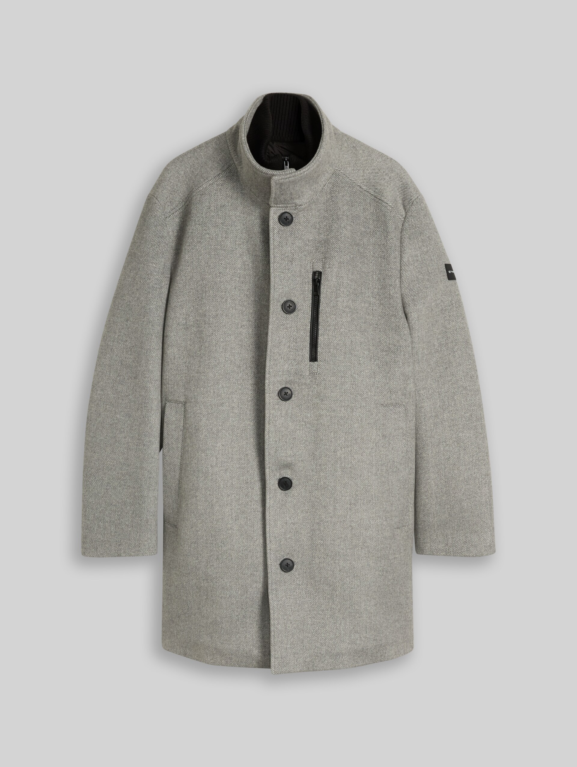 Plus Size - 2-in-1 Wollmantel mit abnehmbarem Einsatz - mid grey melange twill - Vorder-Produkt-Ansicht