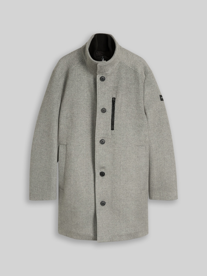 Plus Size - Manteau en laine 2 en 1 avec empiècement amovible par Men Plus Size, mid grey melange twill