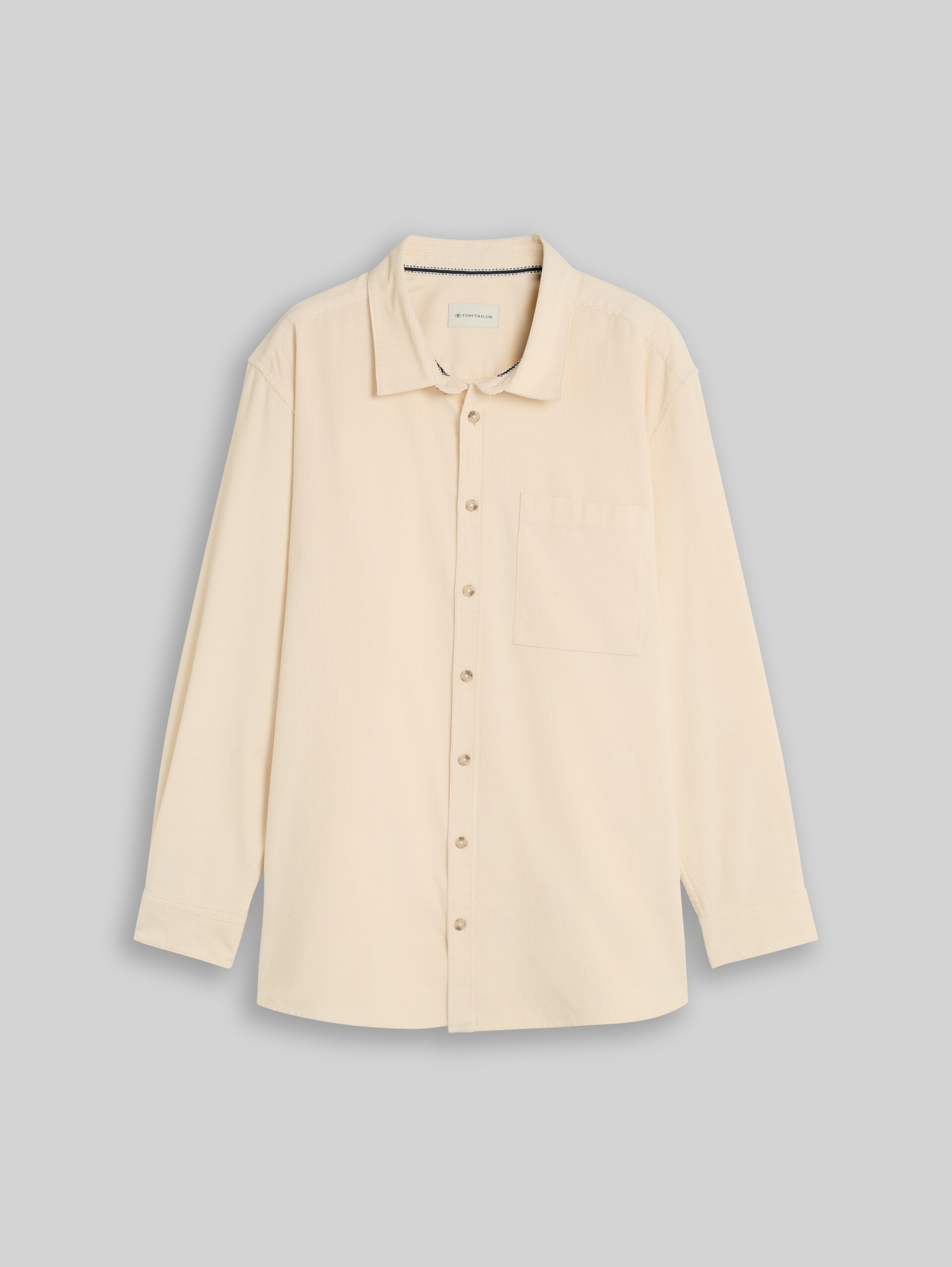 Plus Size - Corduroy overhemd met borstzak - Gardenia White - Product vooraanzicht