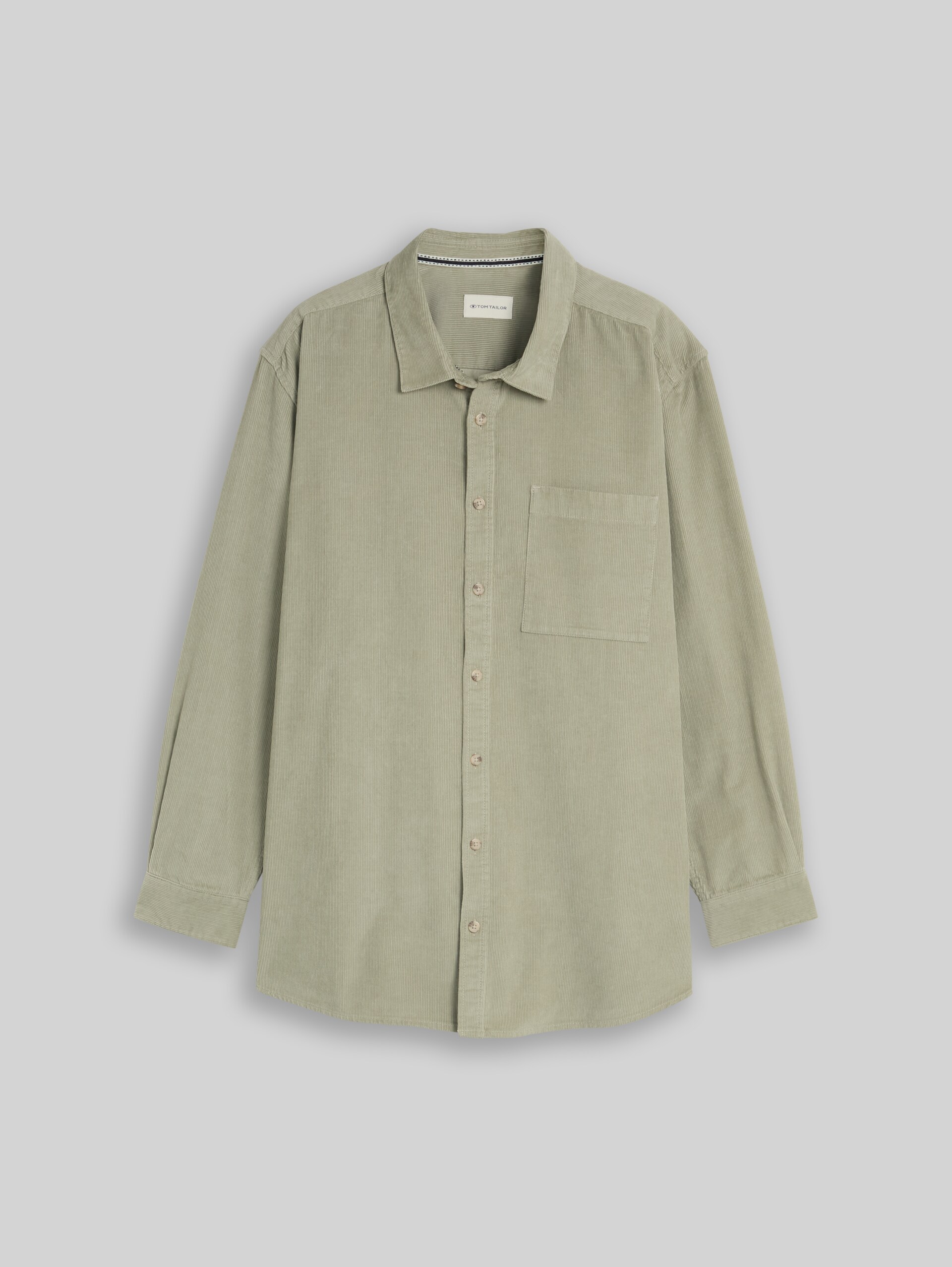 Plus Size - Corduroy overhemd met borstzak - iron mint - Product vooraanzicht