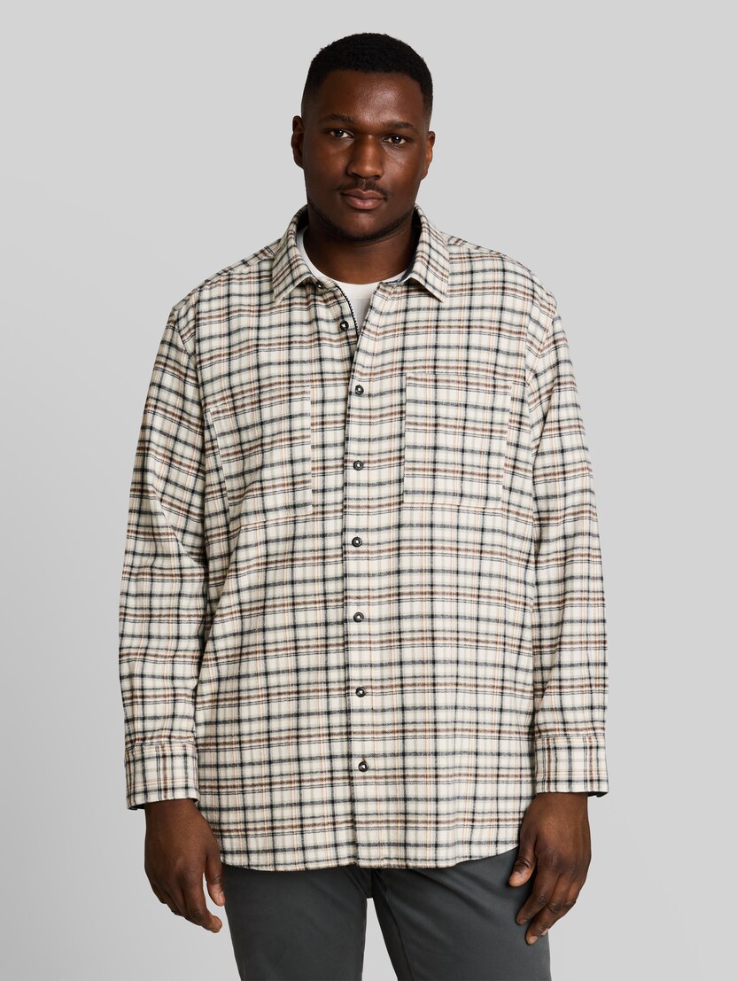 Plus Size - Flanell-Hemd mit Karomuster von Men Plus Size, white based mint check