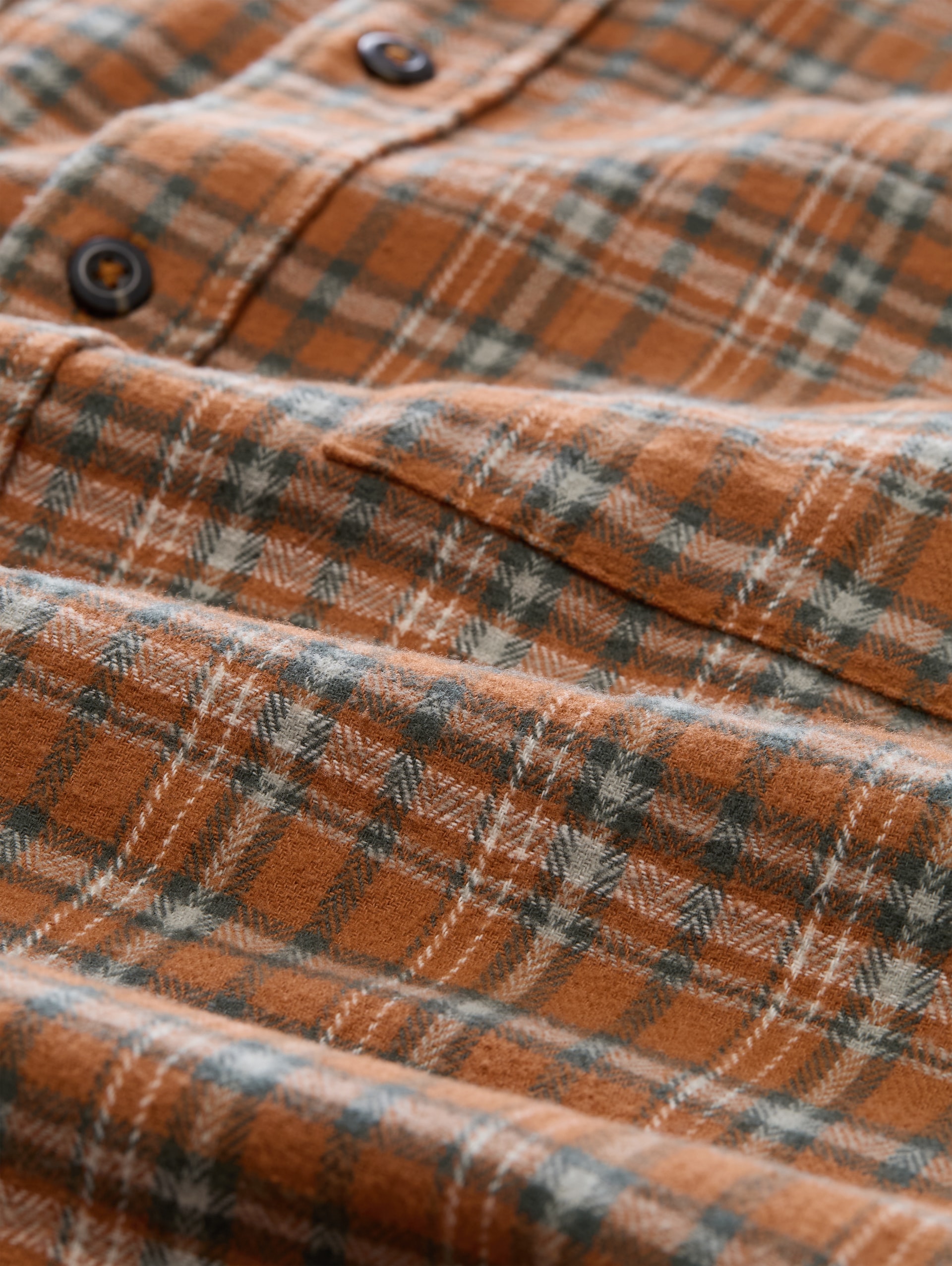 Plus Size - Flanell-Hemd mit Karomuster - brown orange based mint check - Material-Ansicht