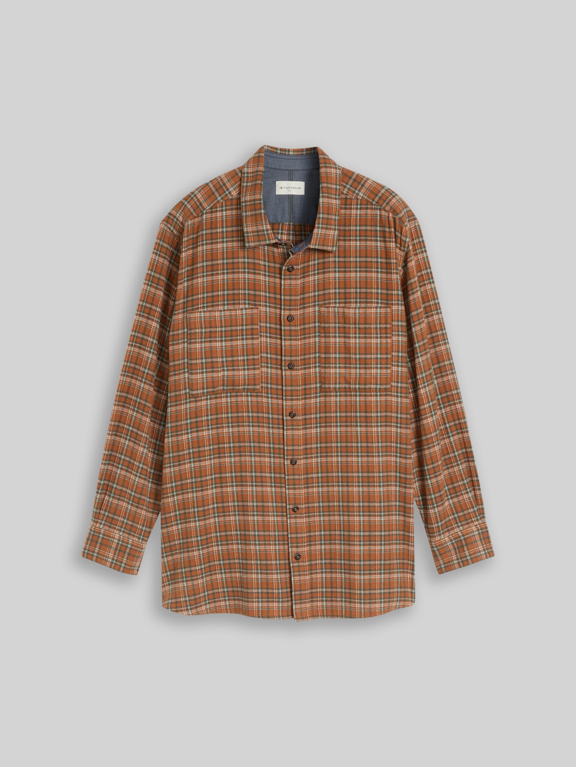 Plus Size - Flanell-Hemd mit Karomuster - brown orange based mint check - Vorder-Produkt-Ansicht