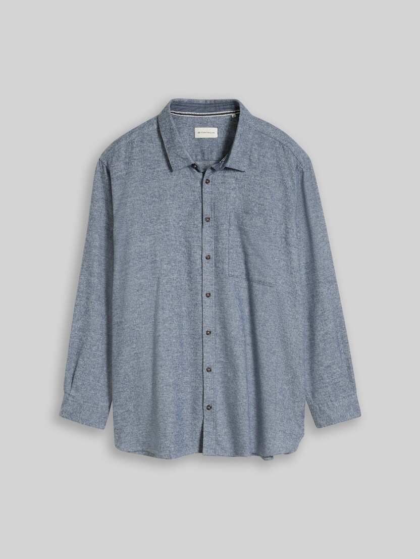 Plus Size - Flannel shirt with breast pocket by Men Plus Size, white blue grindle structure