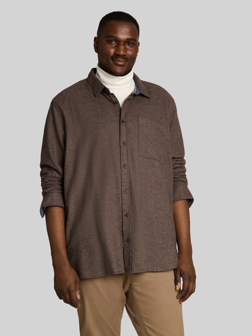 Plus Size - Flanell-Hemd mit Brusttasche von Men Plus Size, brown grindle structure
