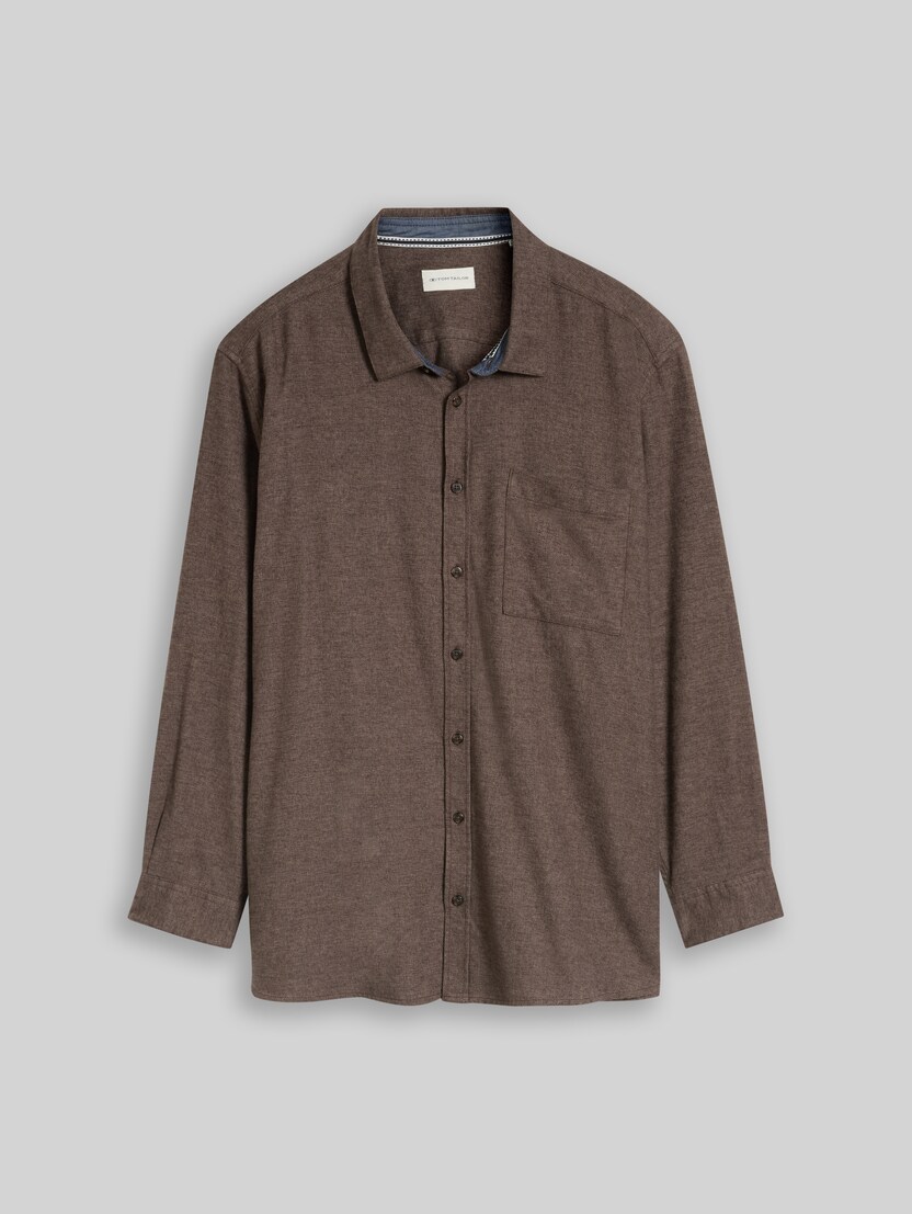 Plus Size - Flannel shirt with breast pocket by Men Plus Size, brown grindle structure