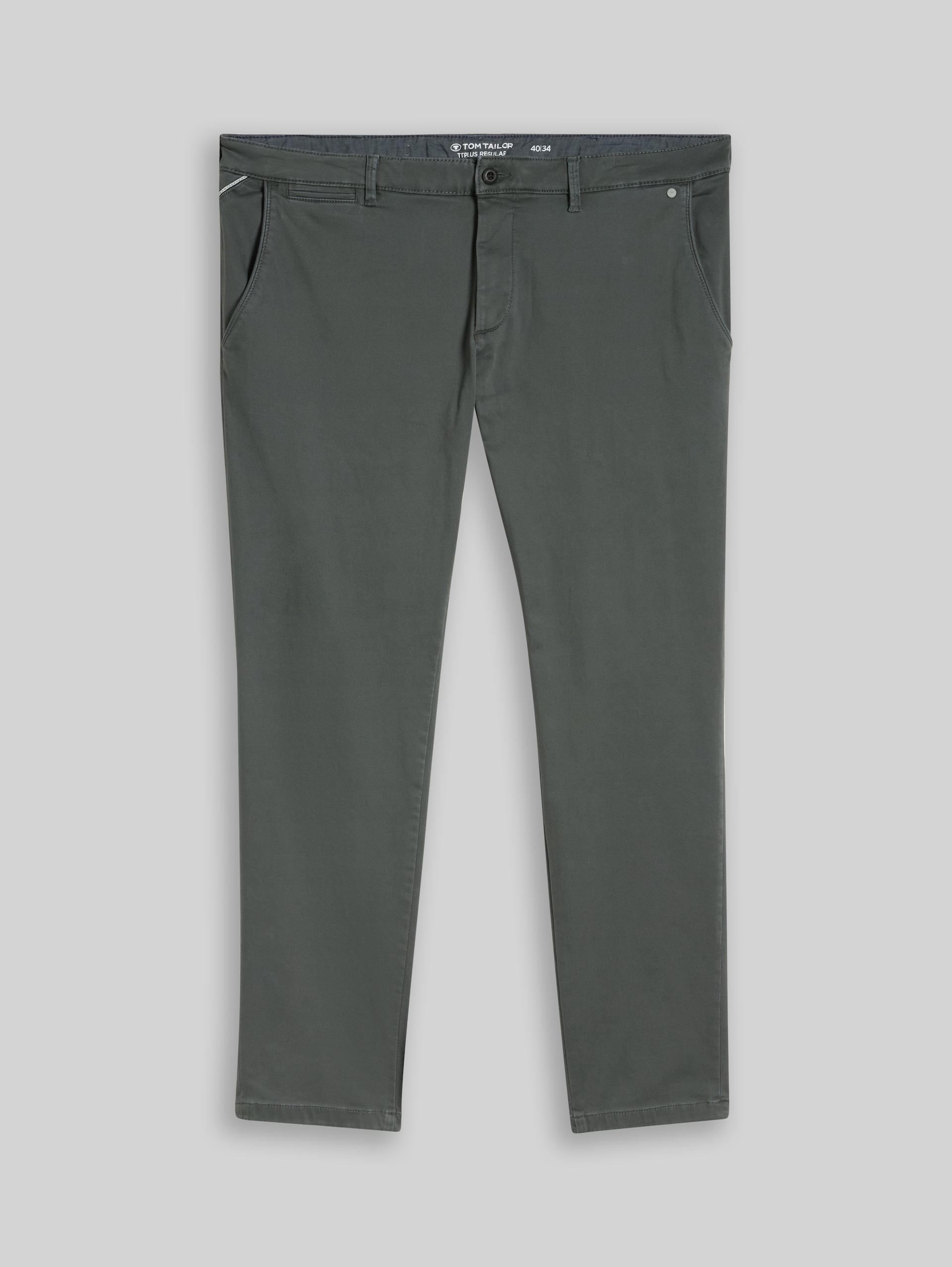 Plus Size - Chino met normale pasvorm in gewassen look - Darkest Olive - Product vooraanzicht