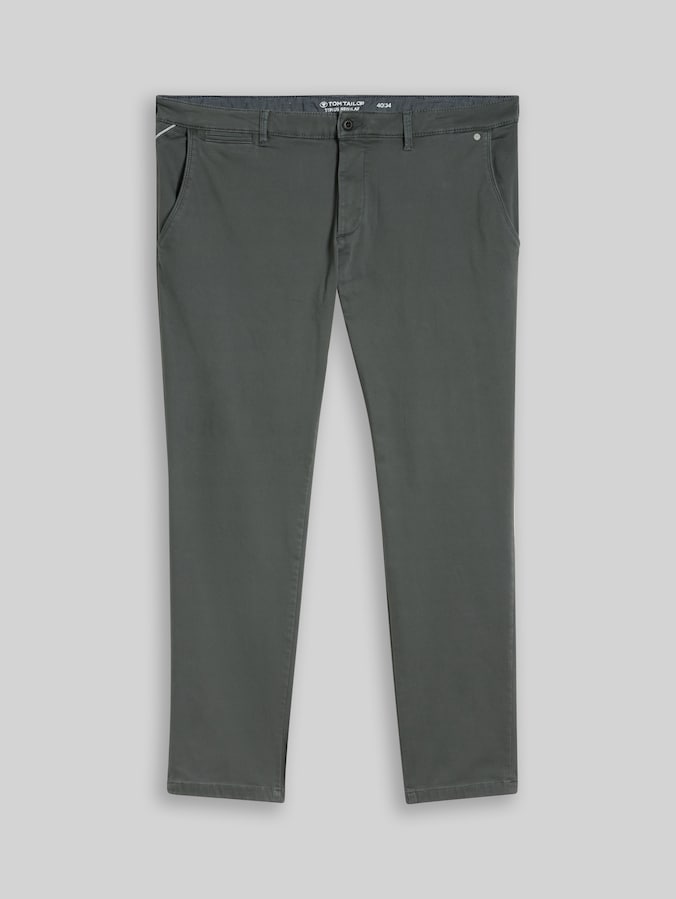 Plus Size - Regular Fit Chino Hose im Washed-Look von Men Plus Size, Darkest Olive
