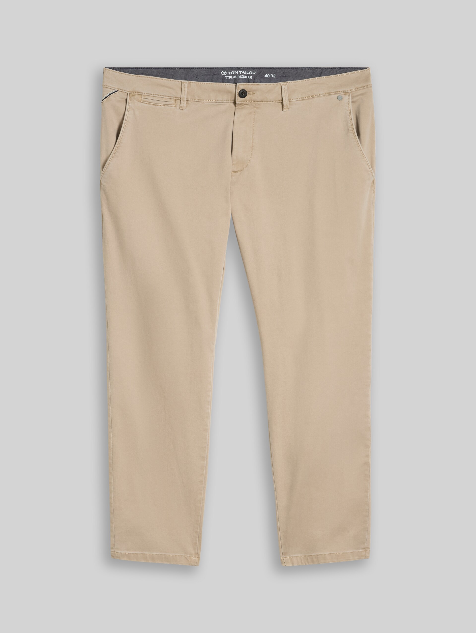 Plus Size - Chino met normale pasvorm in gewassen look - plaza beige - Product vooraanzicht