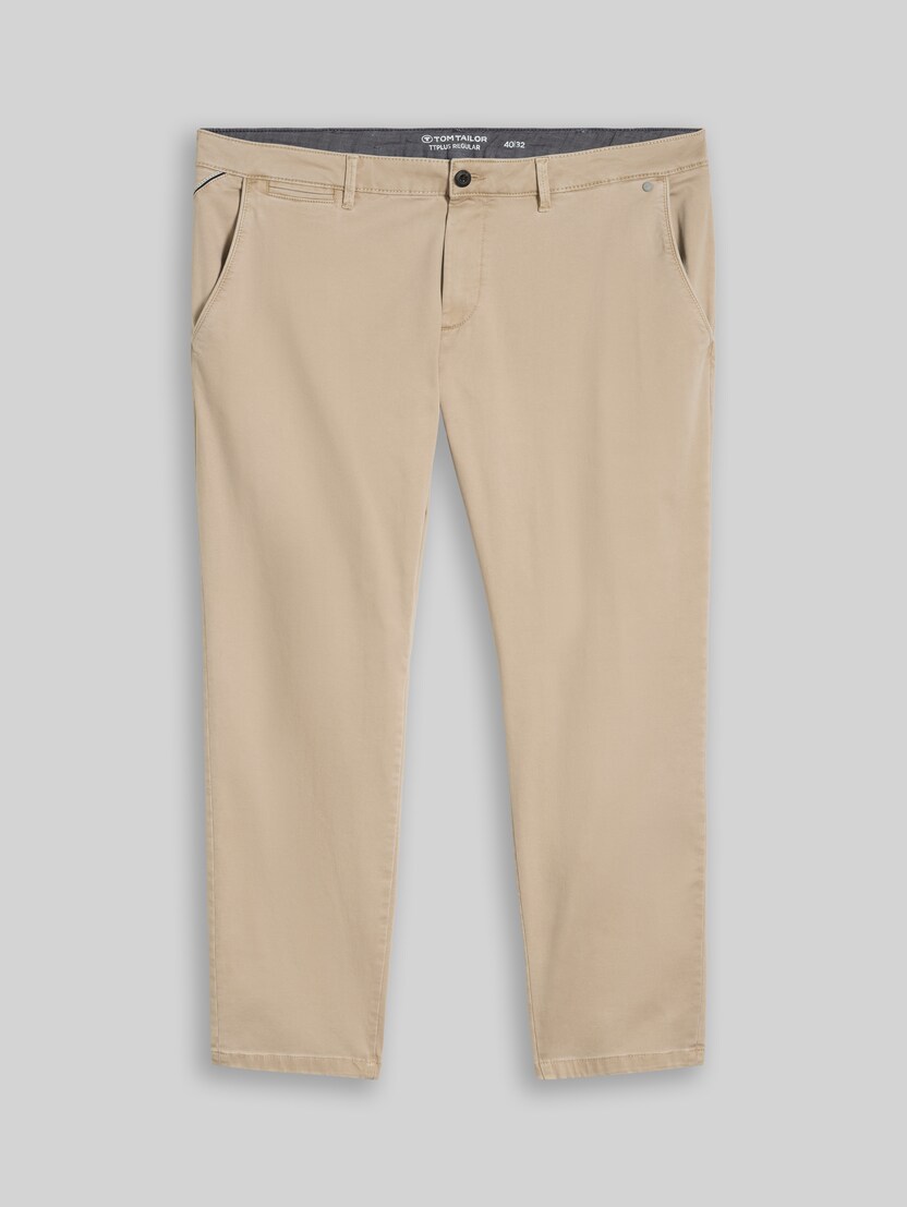Plus Size – Regular-fit chino trousers with a washed look by Men Plus Size, plaza beige