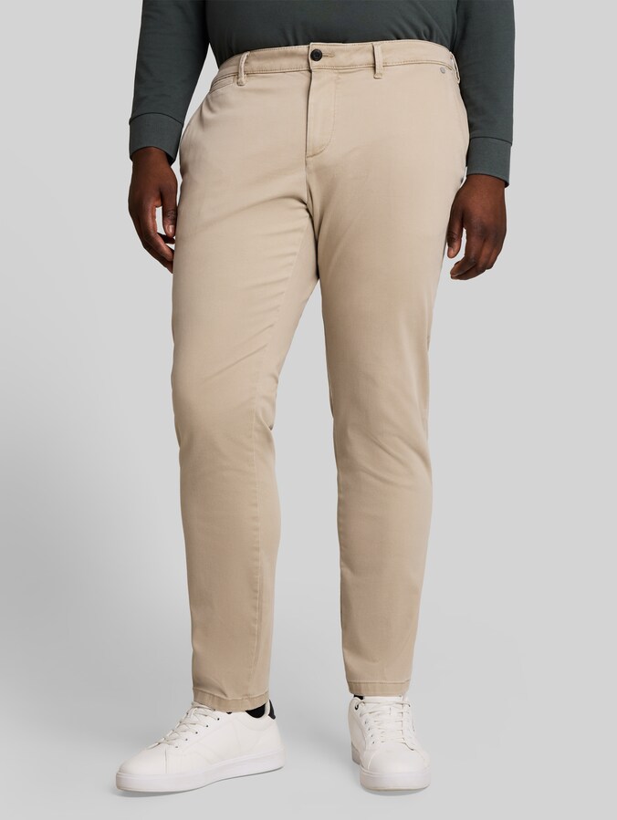 Plus Size - Regular Fit Chino Hose im Washed-Look von Men Plus Size, plaza beige
