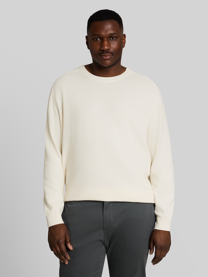 Plus Size - Strickpullover aus Baumwolle von Men Plus Size, Gardenia White