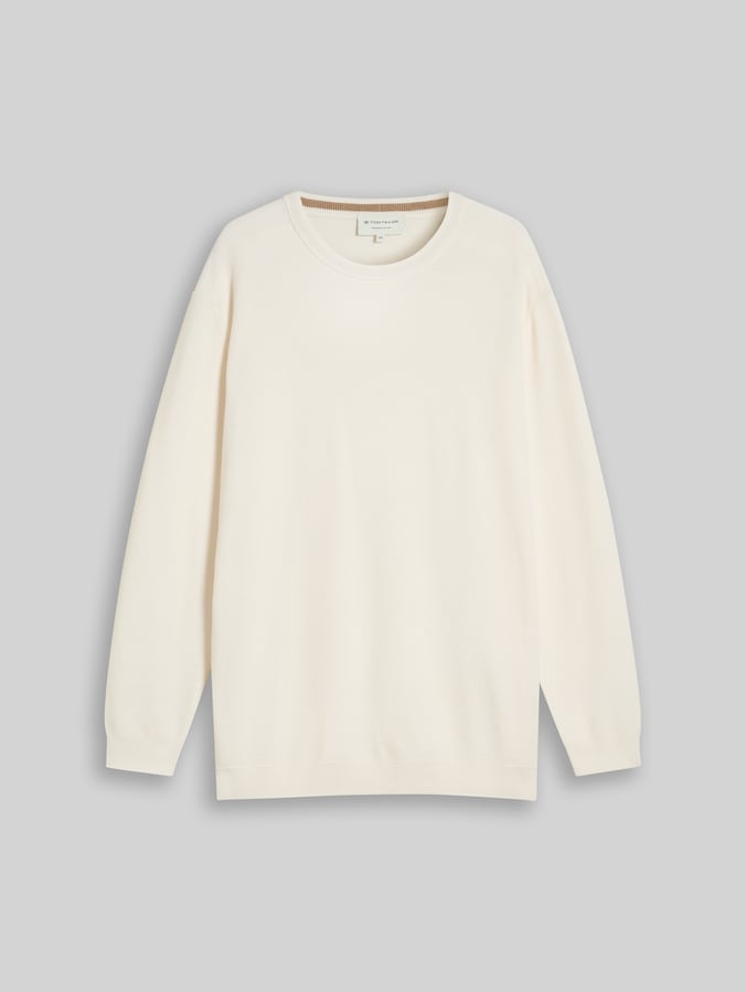 Plus Size - Pull en coton par Men Plus Size, Gardenia White