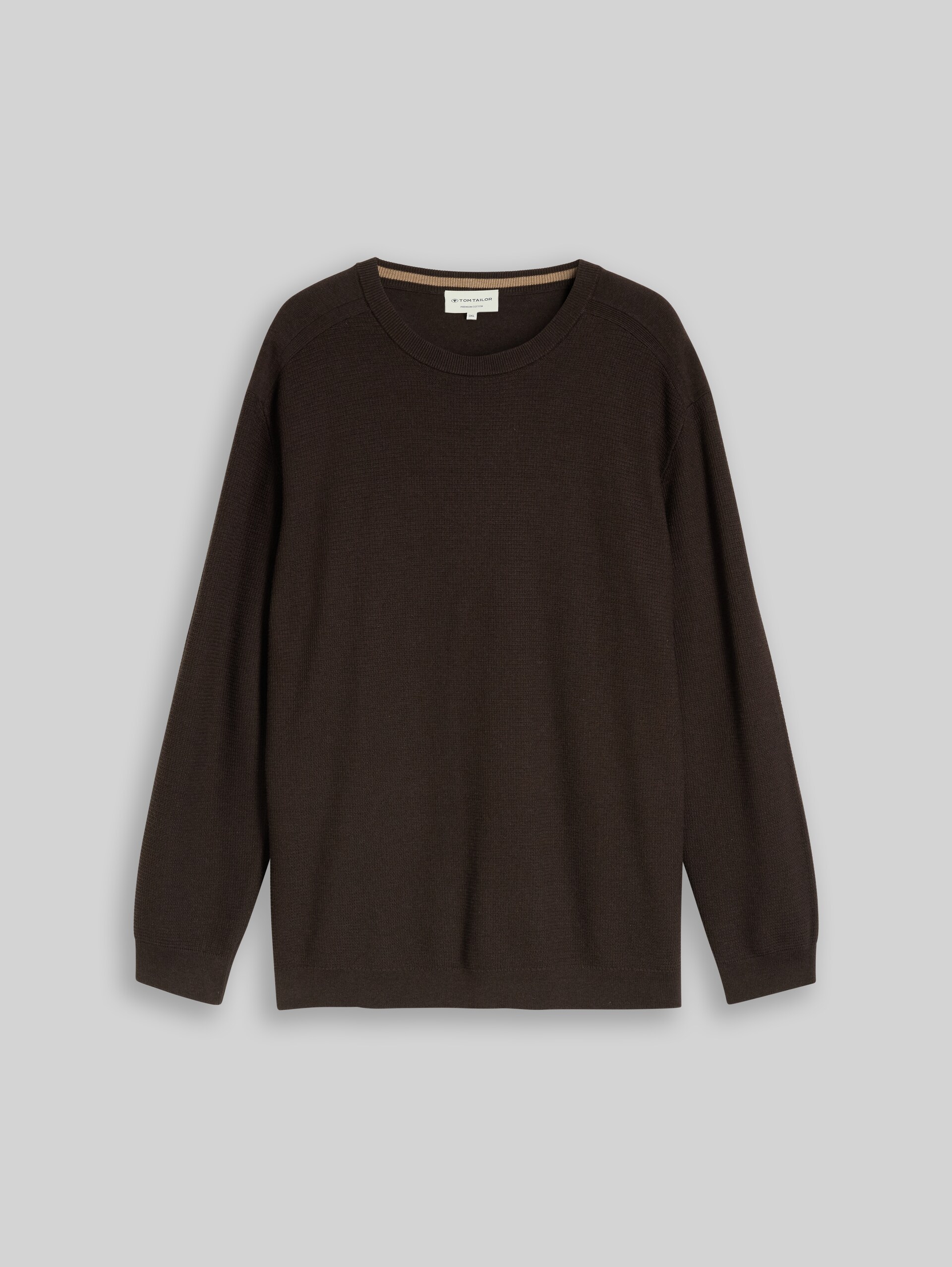 Plus Size - Strickpullover aus Baumwolle - dark chocolate brown melange