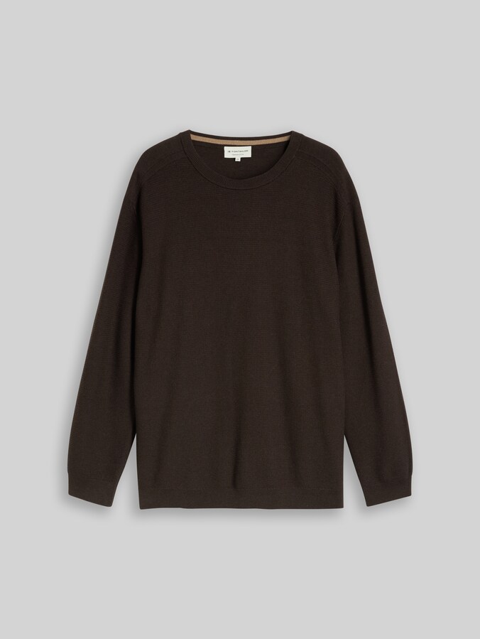Plus Size - Strickpullover aus Baumwolle von Men Plus Size, dark chocolate brown melange