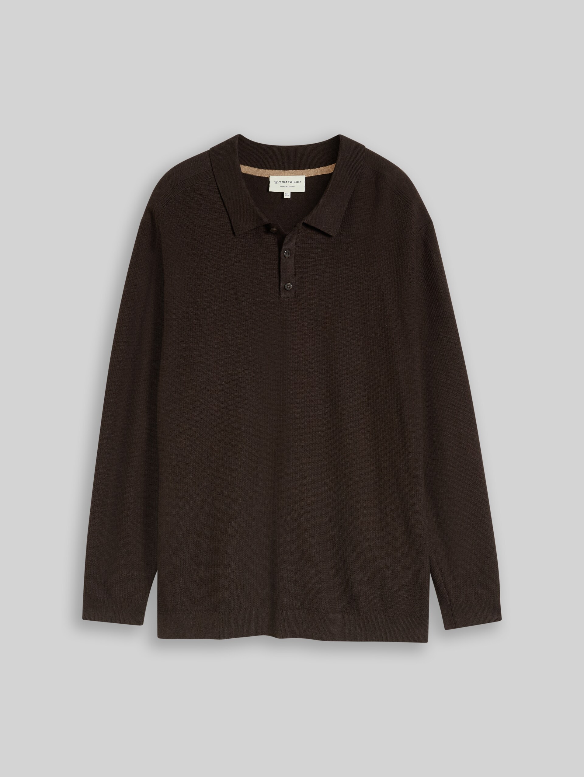 Plus Size - Strickpullover mit Polokragen - dark chocolate brown melange