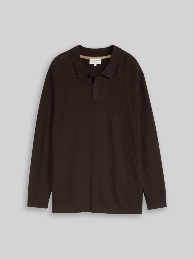 Plus Size - Strickpullover mit Polokragen von Men Plus Size, dark chocolate brown melange