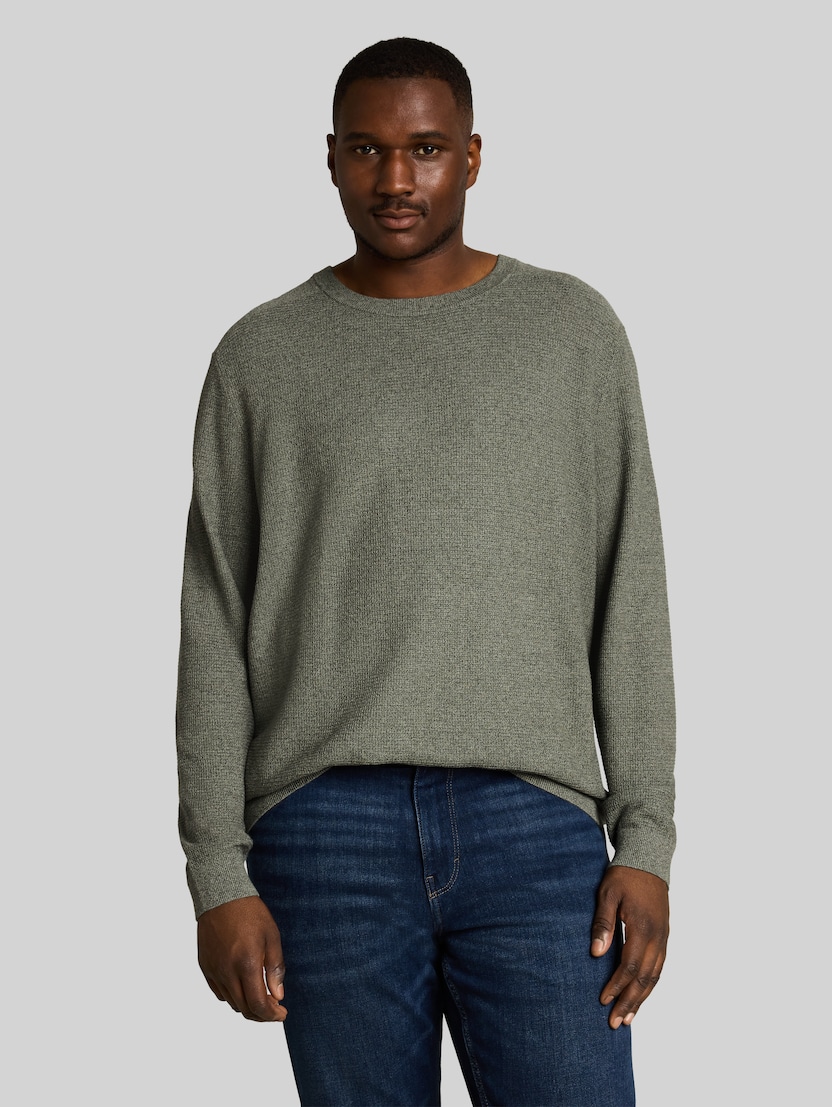 Plus Size - Pull en coton par Men Plus Size, mouline mint green