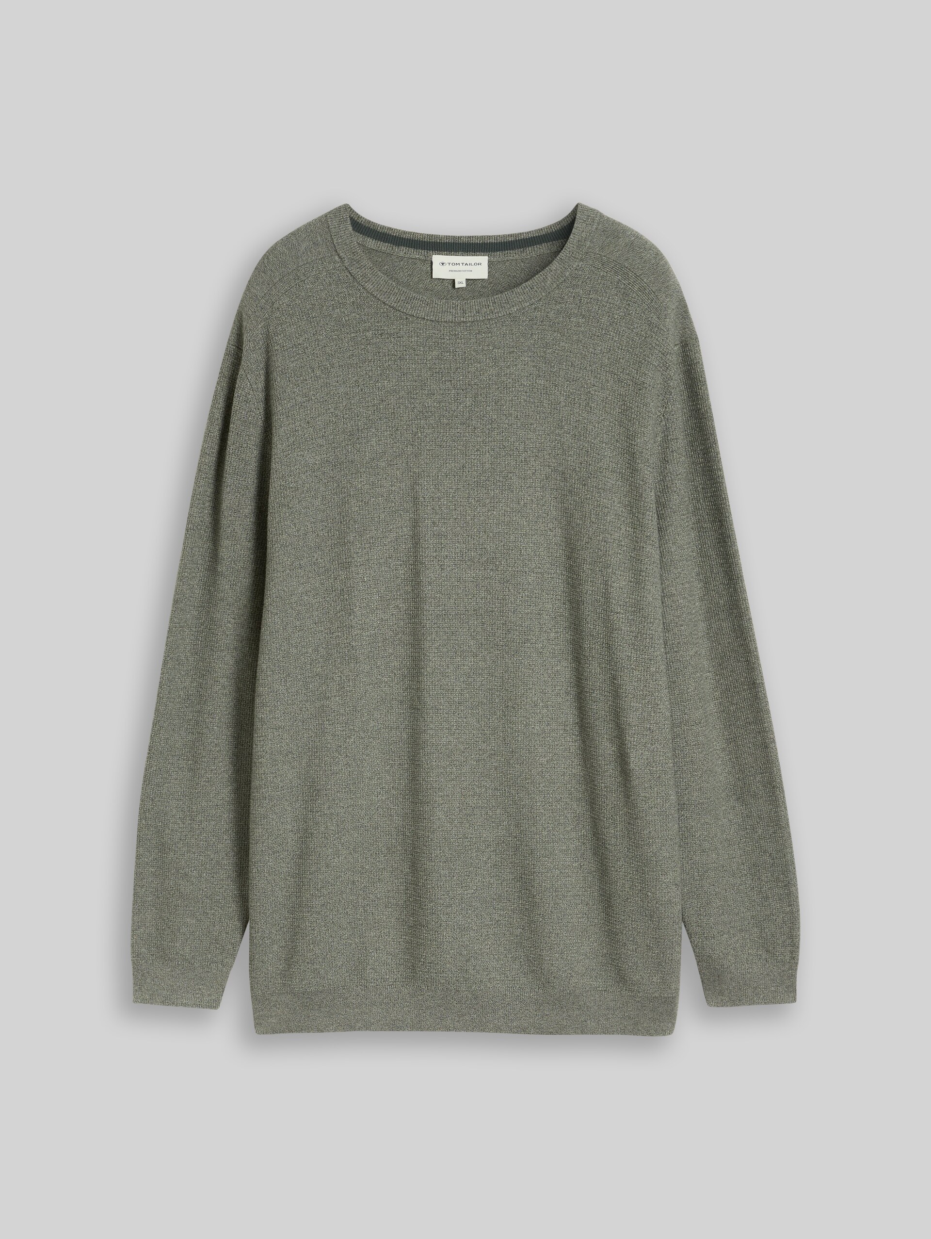 Plus Size - Strickpullover aus Baumwolle - mouline mint green