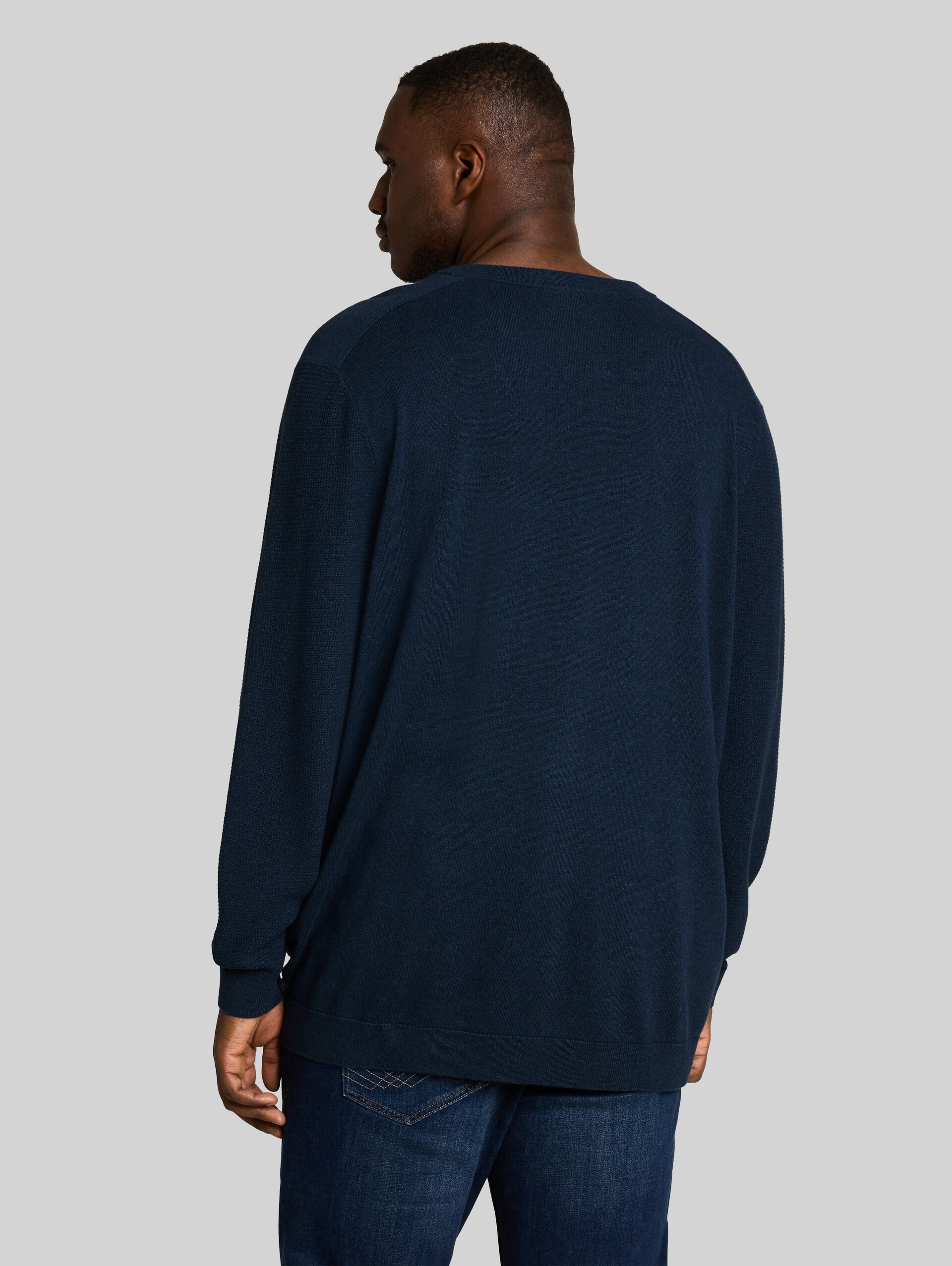 Plus Size - Strickpullover aus Baumwolle - mouline blue navy