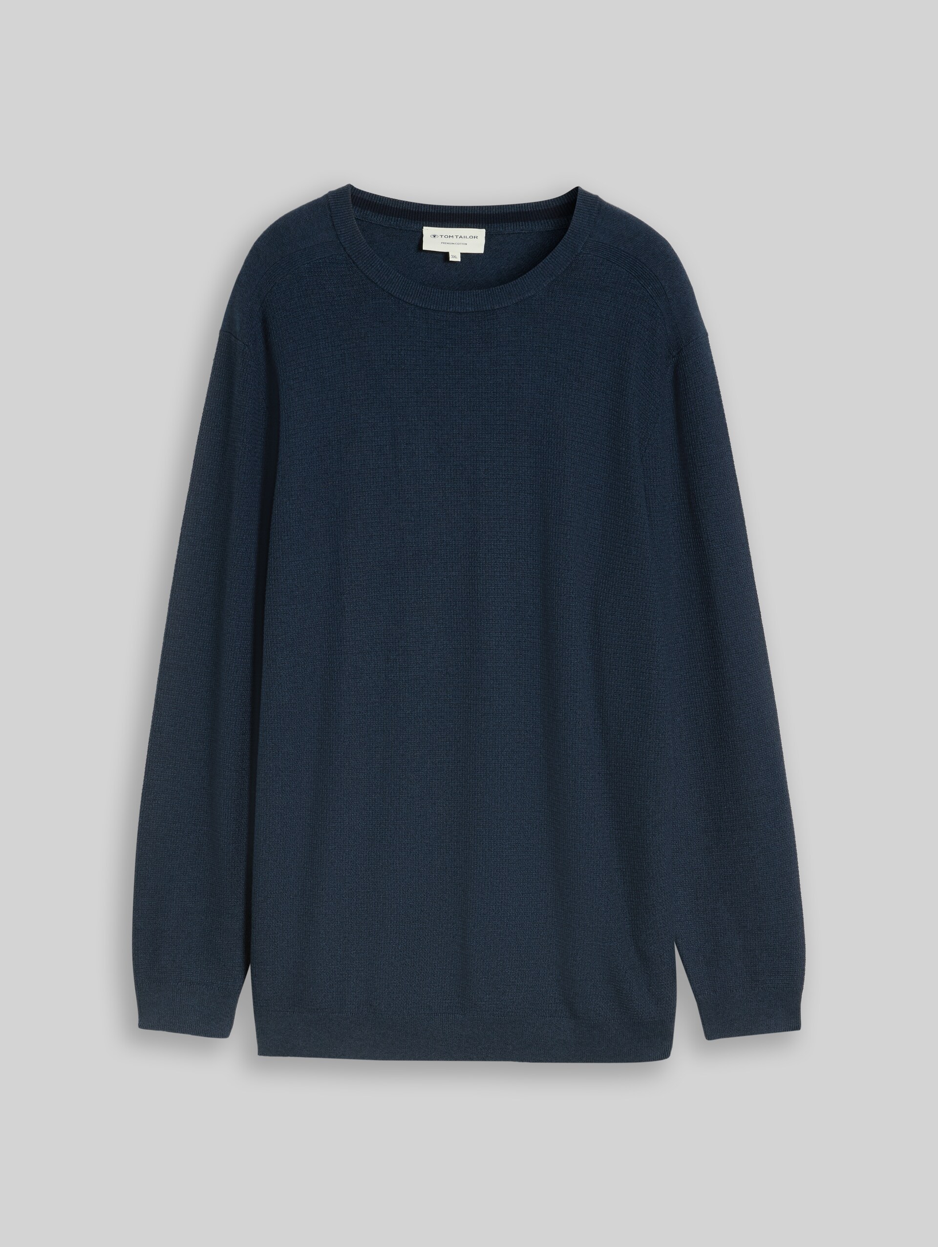 Plus Size - Strickpullover aus Baumwolle - mouline blue navy