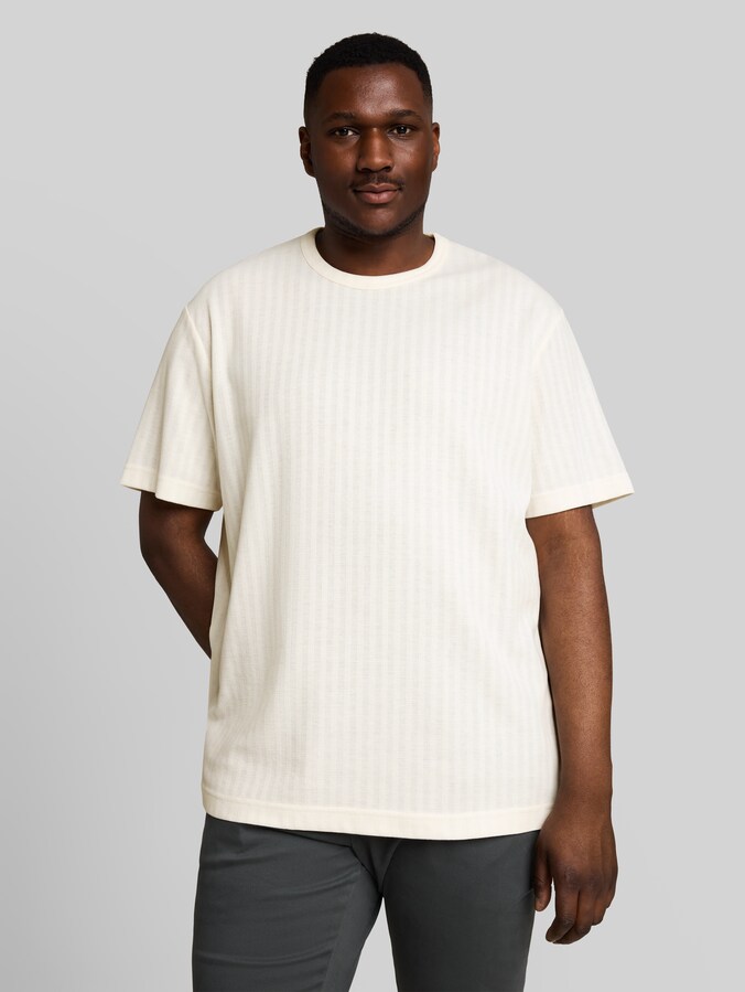 Plus Size - T-shirt met wafelstructuur door Men Plus Size, Gardenia White