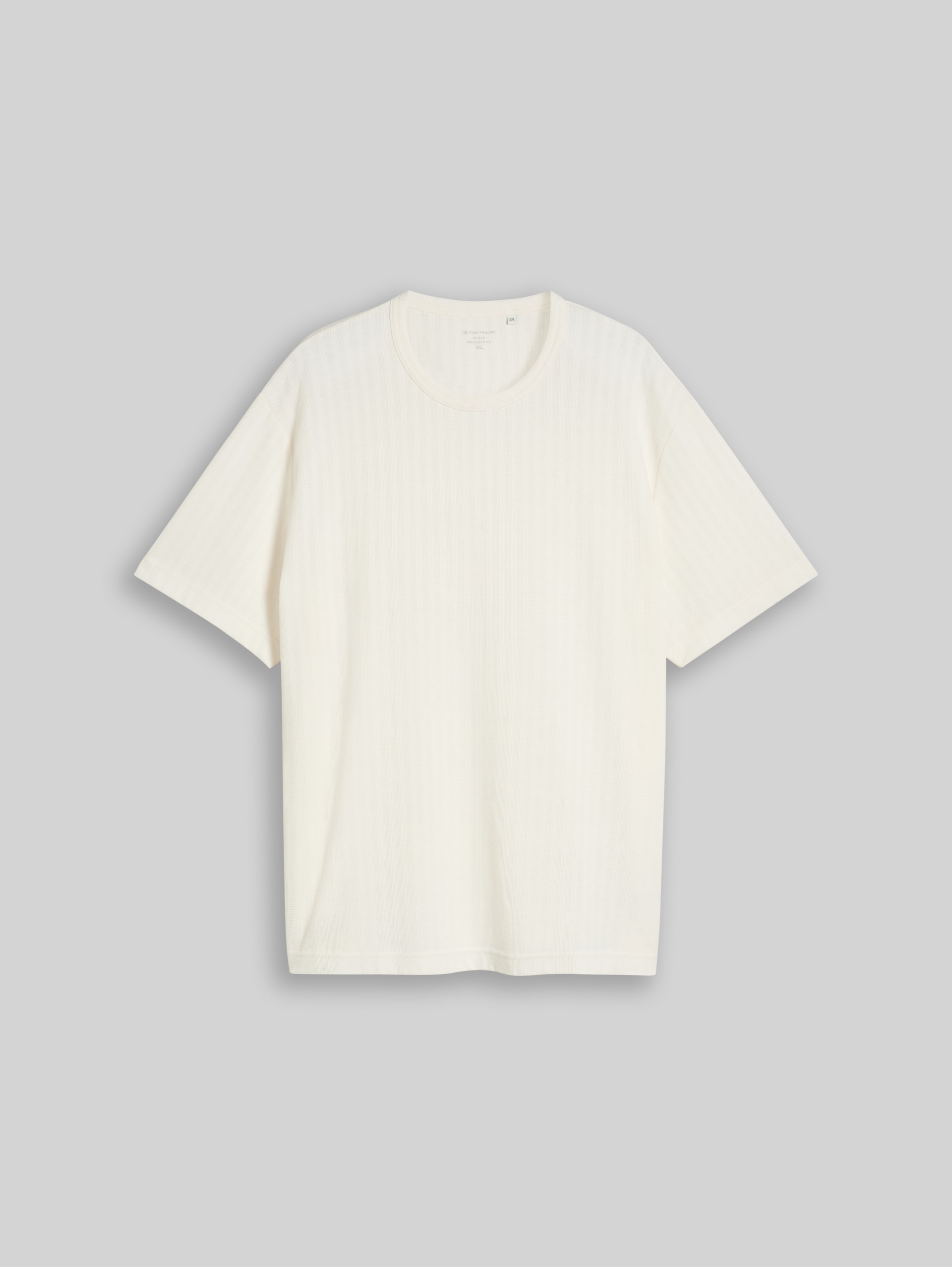 Plus Size - T-shirt met wafelstructuur - Gardenia White - Product vooraanzicht