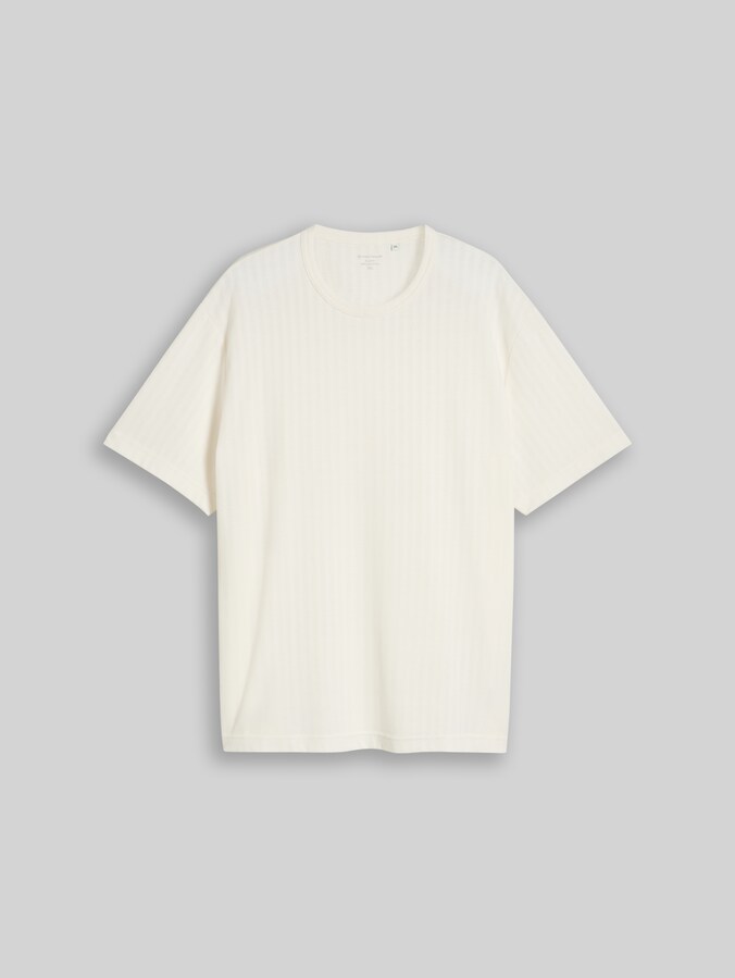 Plus Size - T-shirt with waffle texture by Men Plus Size, Gardenia White