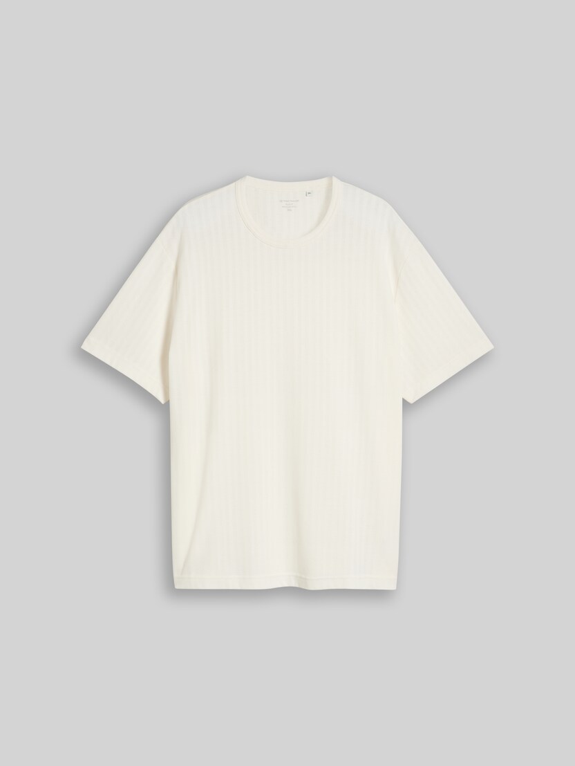 Plus Size - T-shirt with waffle texture by Men Plus Size, Gardenia White